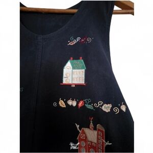 Vintage Cottage Cove Embroidered Overall Dress
